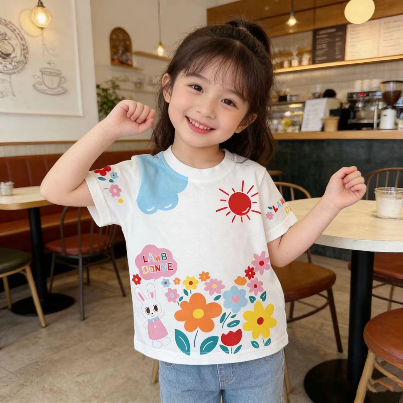 2026 Boys  Cool Cartoon Print Short Sleeve Summer T-shirt 90cm