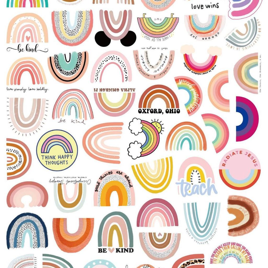 50 Waterproof Rainbow Graffiti Stickers for Suitcases, Notebooks, Scooters, and Phone Cases