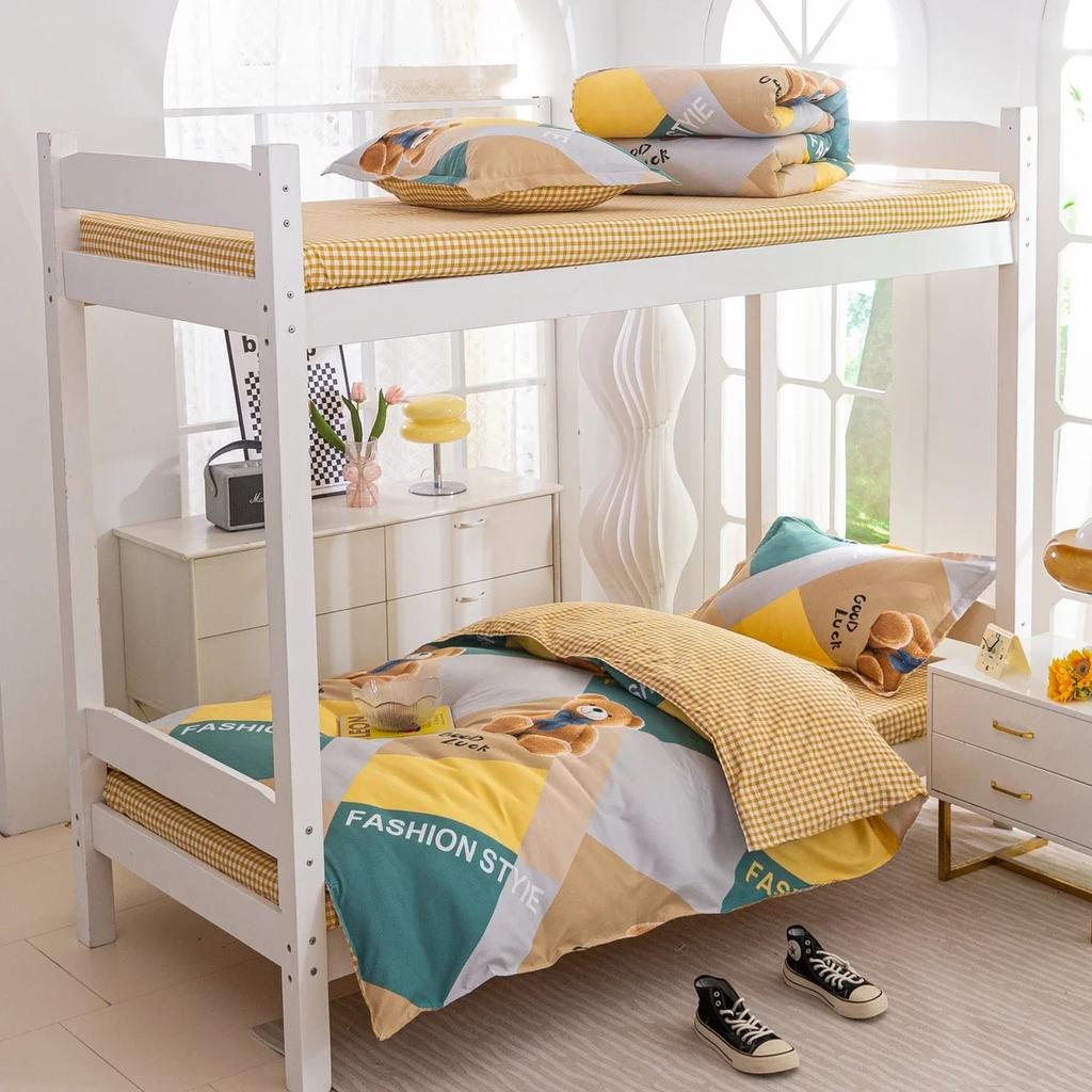 Plant Cashmere Student Dormitory Three-piece Bed Kit Single Double Household Bed Sheet Quilt Cover Popular