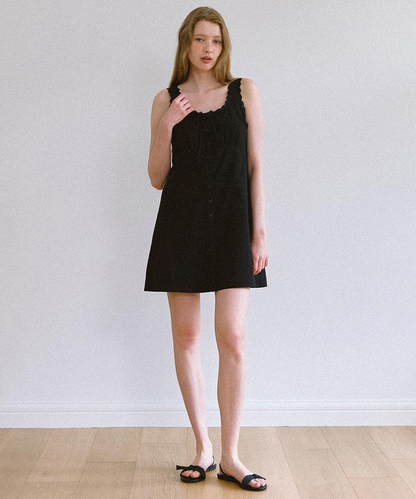 Laminez Cotton Lace Mini Dress - Black