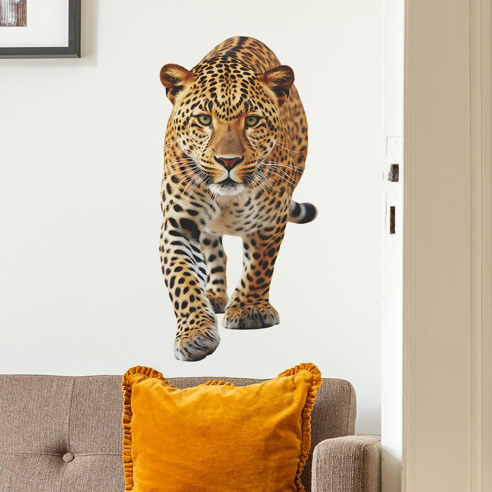 Fun-b27 Simulation Animal Majestic Leopard Bedroom Living Room Home Background Decoration Wall Sticker