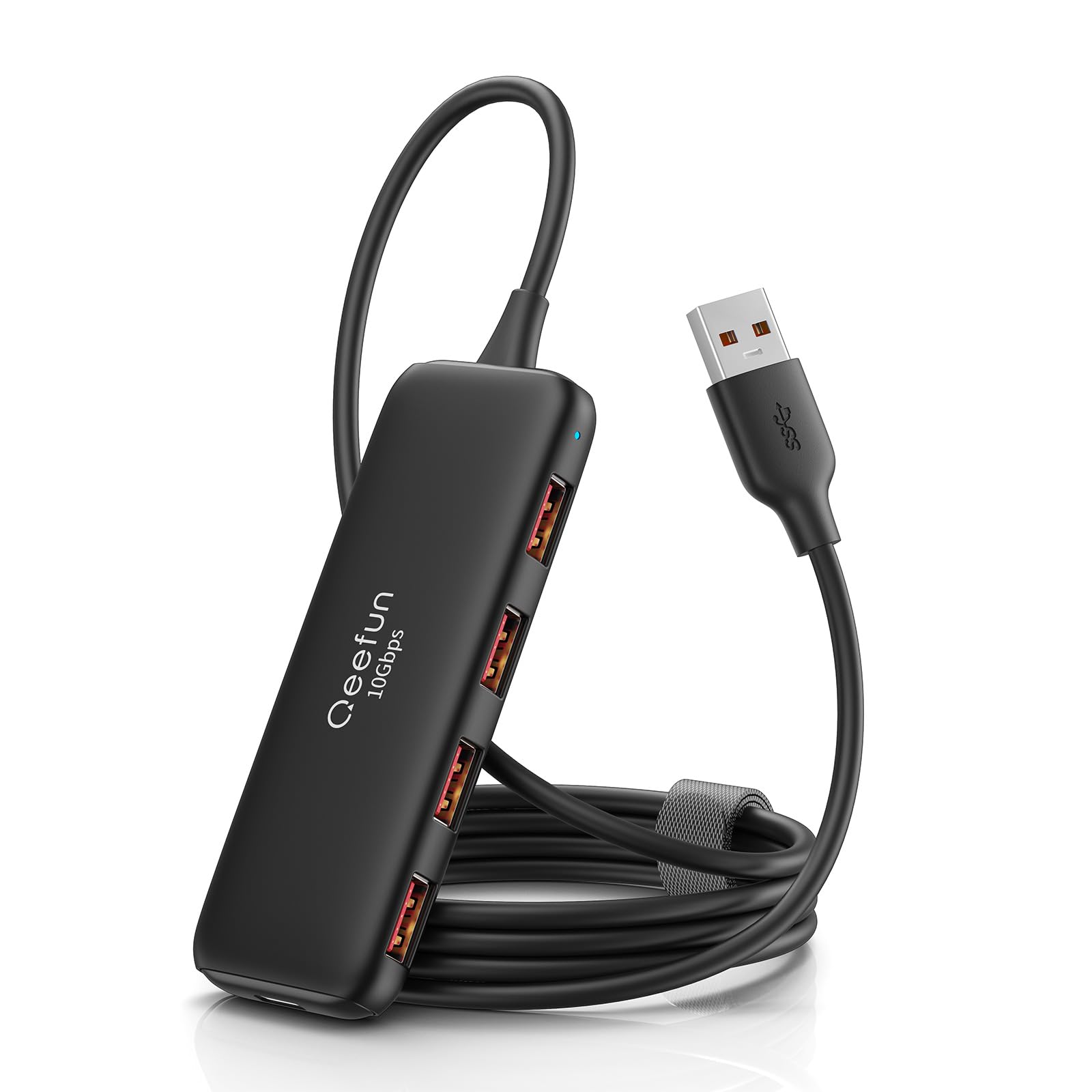 

Qeefun USB Gen2 4 10Gbps Ports and a Power 10Gbps 120cm USB A to USB Compact and Slim Design for Surface and Ideal for Remote Working from and Gaming чёрный