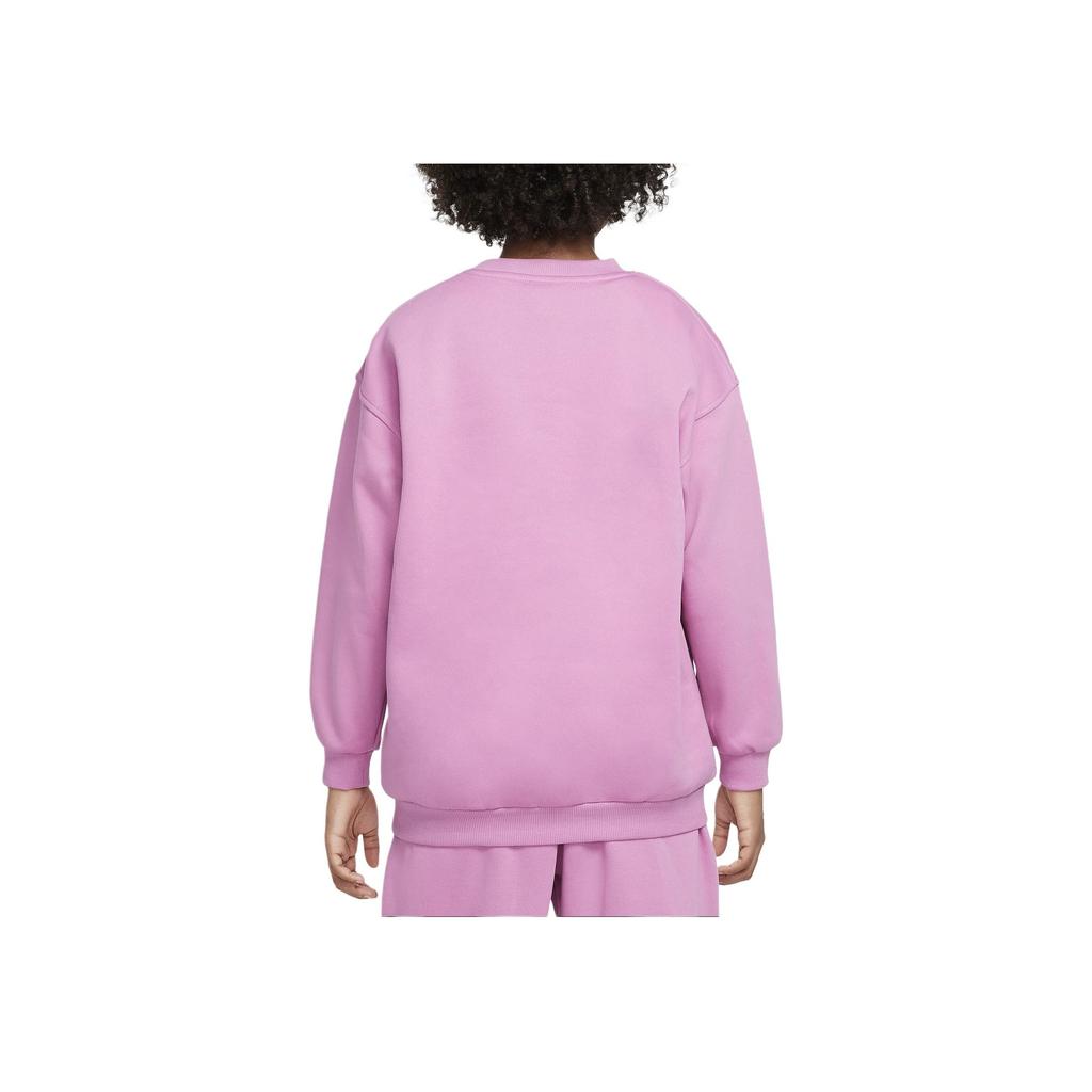 Nike Sportswear Club Fleece Comfortable Solid Color Embroidered Crew Neck Long Sleeve Magic Flamingo Youth Kids tops FD2923646