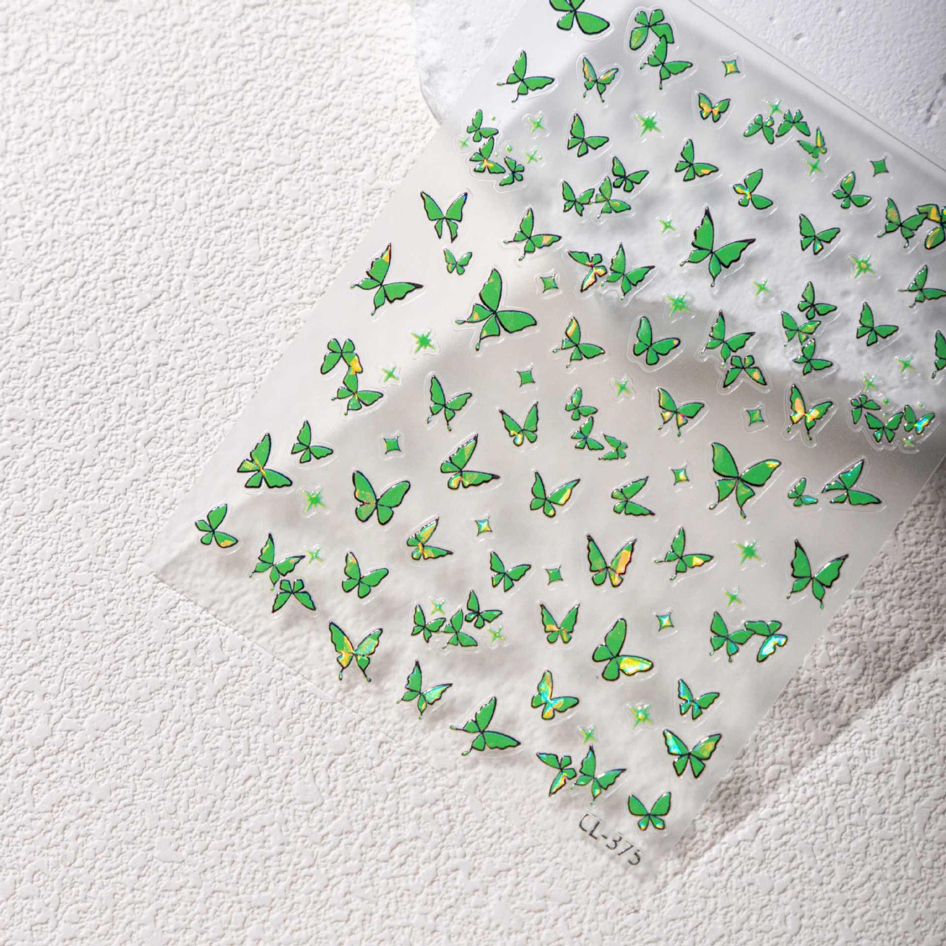 Cyansea Jade Green Butterfly Laser Embossed Nail Art Stickers Petal CL-375