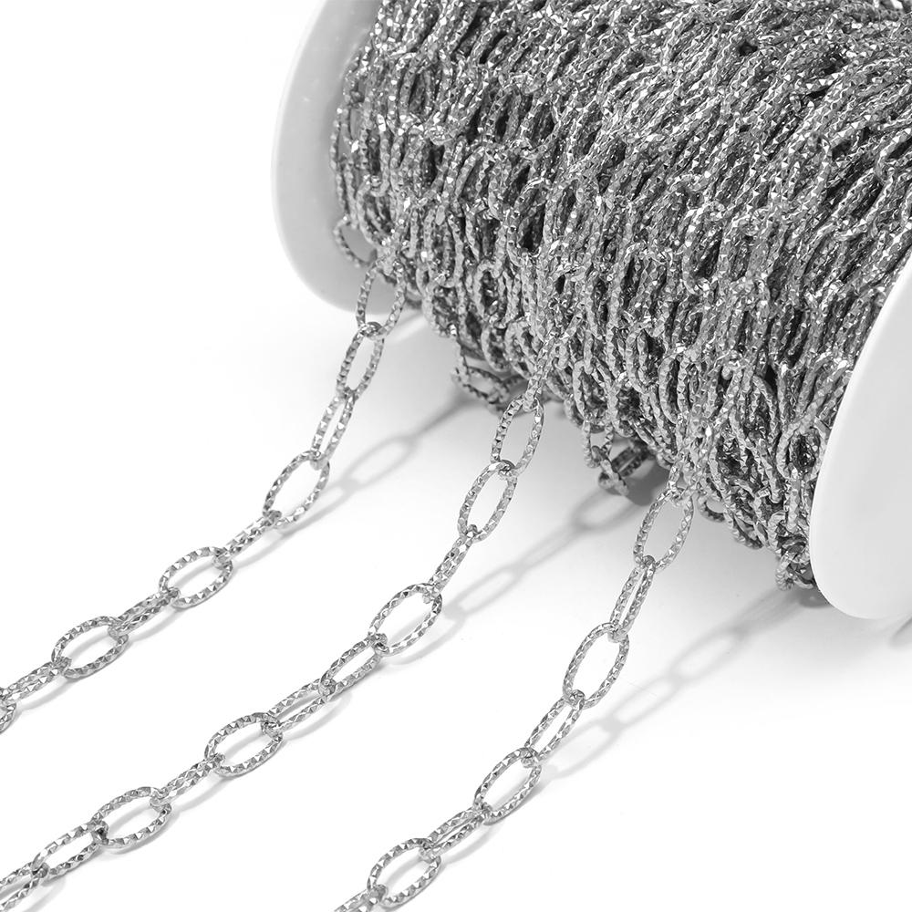 1 Meter Stainless Steel PVD Gold Textrued Cable Chain for DIY Necklace Findings Women Bracelet Jewelry Earrings Making Supplies