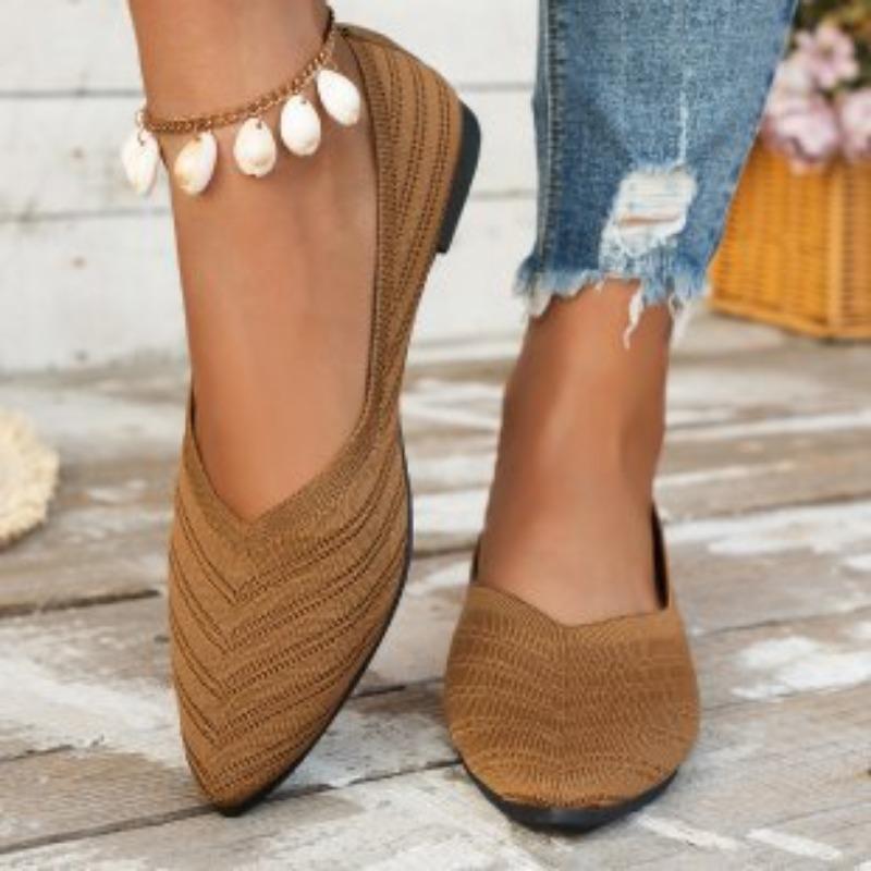 Knitted Large-size Women's Shoes Spring and Autumn New Comfortable and Breathable Fashion Versatile Casual Flats