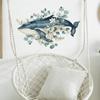 Cartoon Hand-Painted Whale Flower Leaf Wall Sticker Self-Adhesive for Bedroom Living Room Wall Decoration