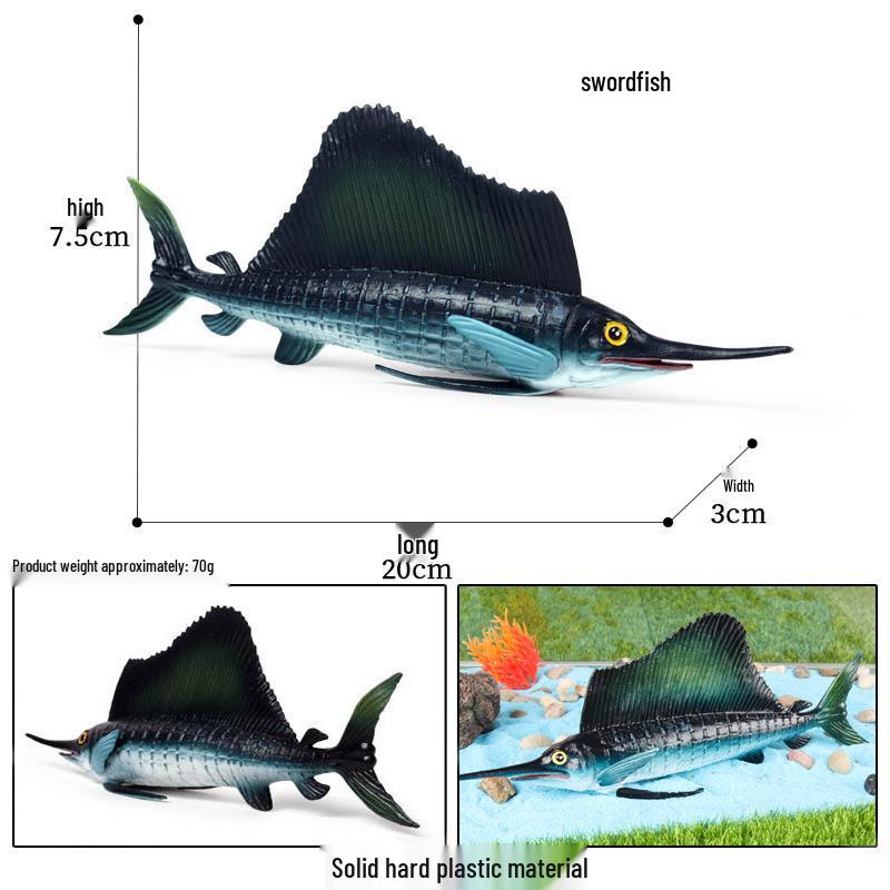 Children's Hard-boned Ancient Marine Animal Toy Swordfish Model for Science Education and Teaching Aids