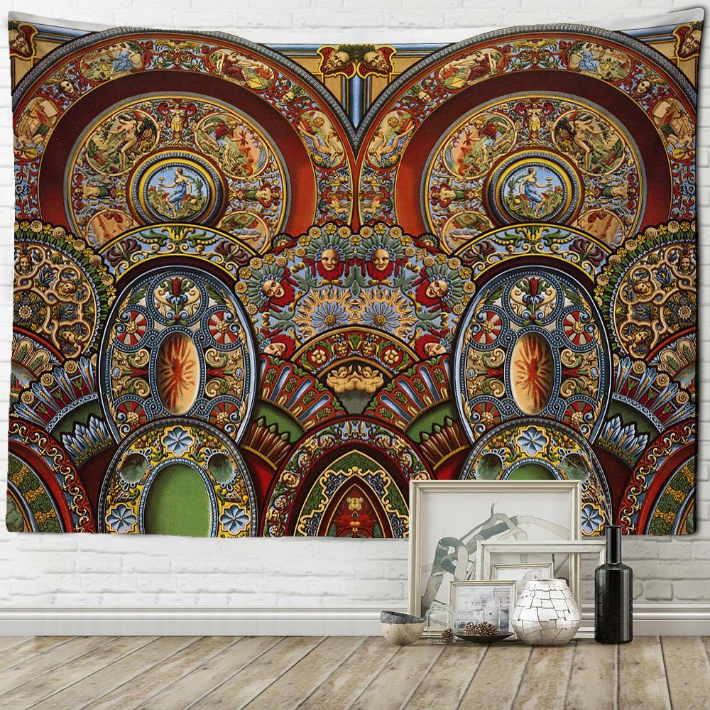 Disc Ornament Pattern Tapestry Psychedelic Witchcraft Boho Aesthetic Room Art Wall Hanging Bedroom Decor