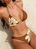 European & American Ins Style Sexy Three-Piece Strappy Print Bikini