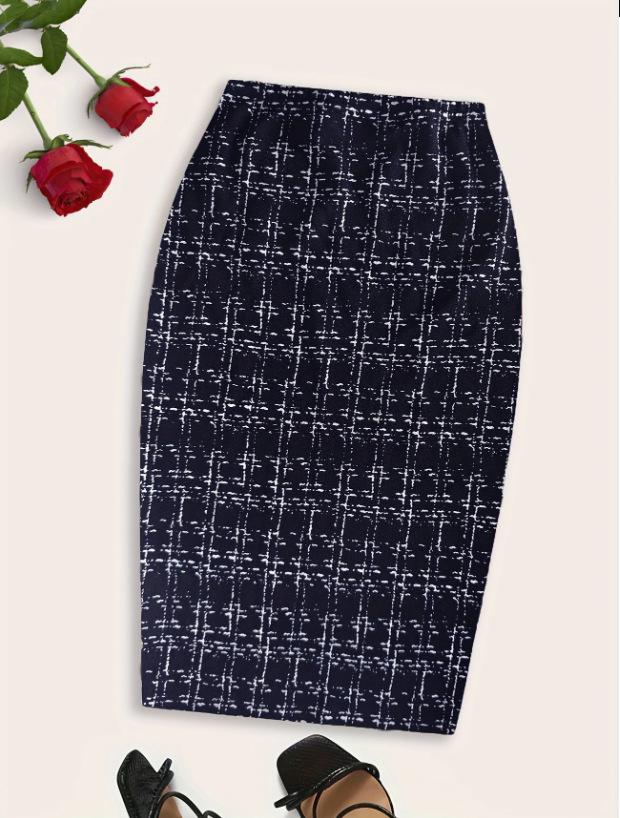 

Элегантная направленная женская мода полосатая клетчатая юбка на бедра L тёмно-синий