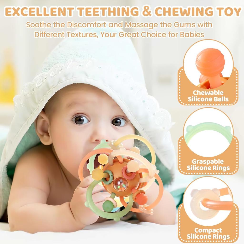 Baby Sensory Teething Toys for Babies Montessori Toys Infant Teethers Relief Chew Silicone Baby Rattle Balls Toys 0 3 6 12 Month