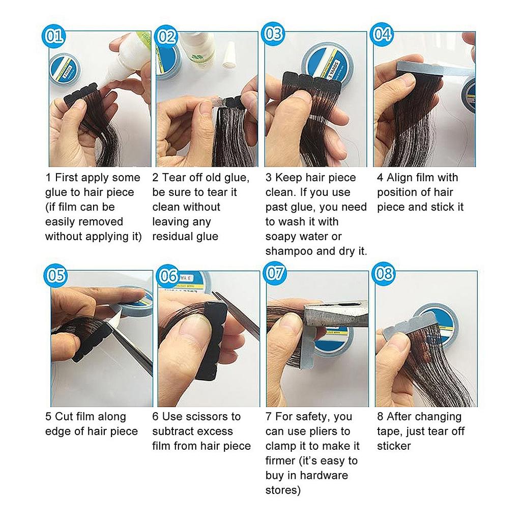 2pcs Hair Extension Adhesive Tape DoubleSided Adhesive Waterproof Tape for Hair Extension Wig