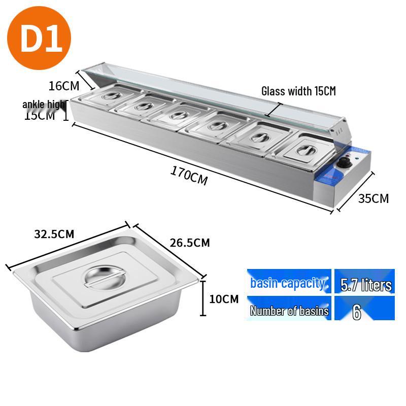 Stainless Steel Insulated Electric Bain Marie with Glass Cover and Temperature Control for Food Display and Warming