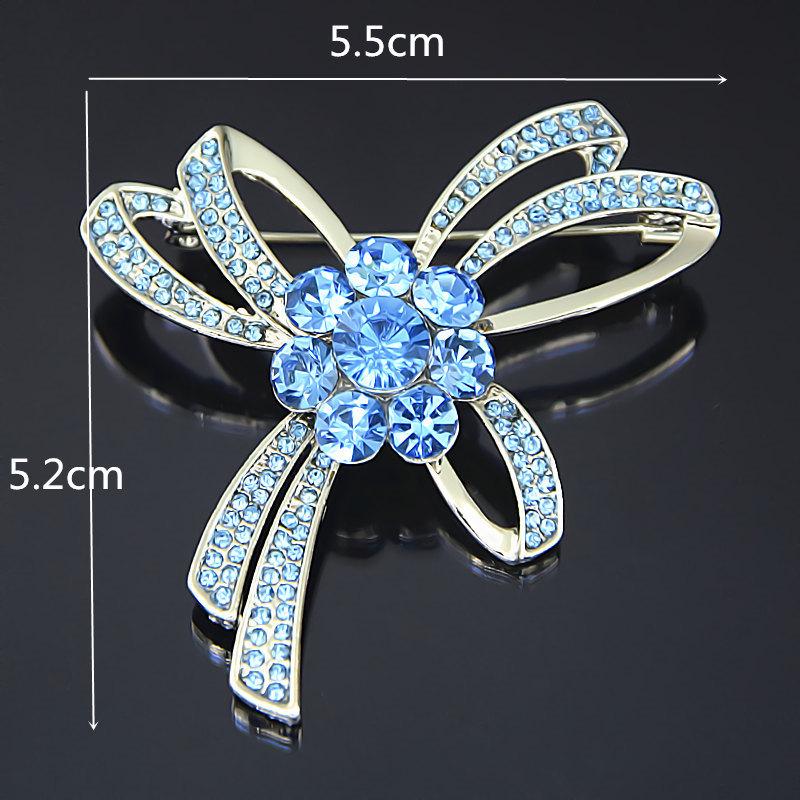 Elegant Austrian Crystal Bow Tie Brooch: Simple Alloy Lapel Pin & Scarf Buckle Accessory.