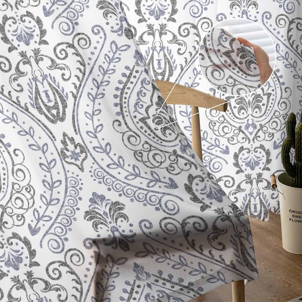 Texture Leaf Circle Gradient Tulle Window Curtains for Bedroom Luxury Home Decor Drapes In Living Room Chiffon Panels