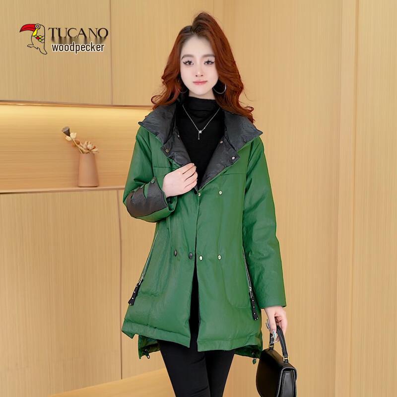 

TUCANO Women s Mid-Length PU Leather Down Jacket 4XL