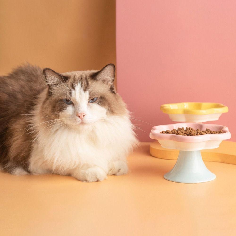 Neck Protection Ceramic Cat Bowl Anti Tipping Pet Drinking Eating Feeder  Snack Dish