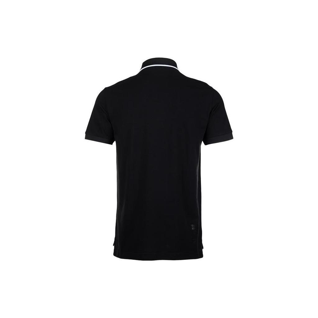 Emporio Armani EA7 Striped Trim Logo Short Sleeve Polo Shirt Men Tops Black 3RPF24-PJ5SZ-1200