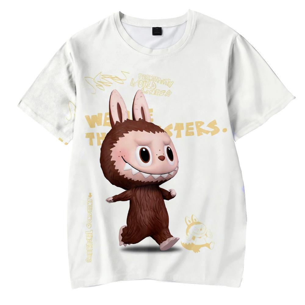 Fashion Women Men's T-shirts Cartoon LABUBU Shirt Printed O-Neck Oversized Short Sleeves Fashion Mens Clothing Streetwear