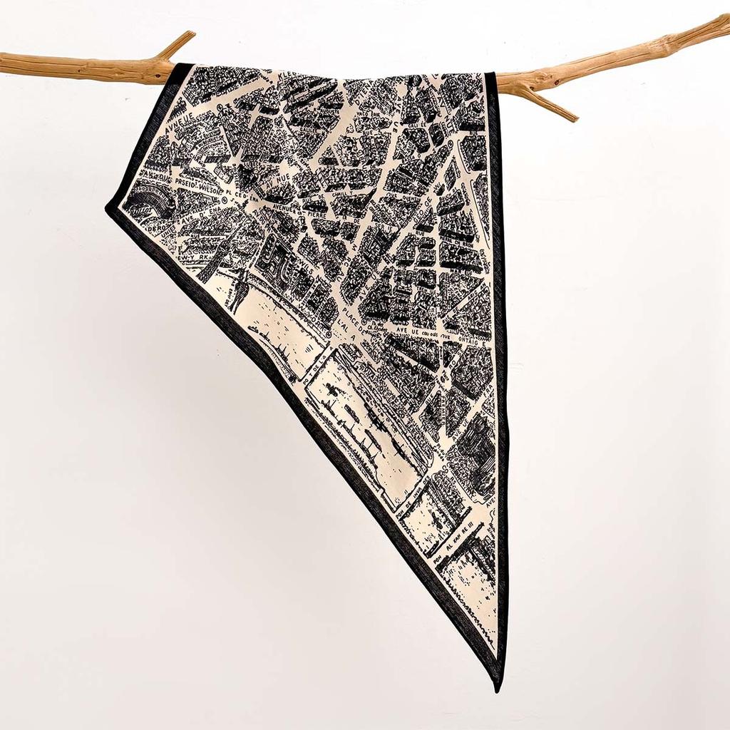 Retro Cotton and Linen Feel Triangular Silk Scarf Women's Four-season Versatile Neck Protection Scarf Headscarf Commuting Accessories Scarf