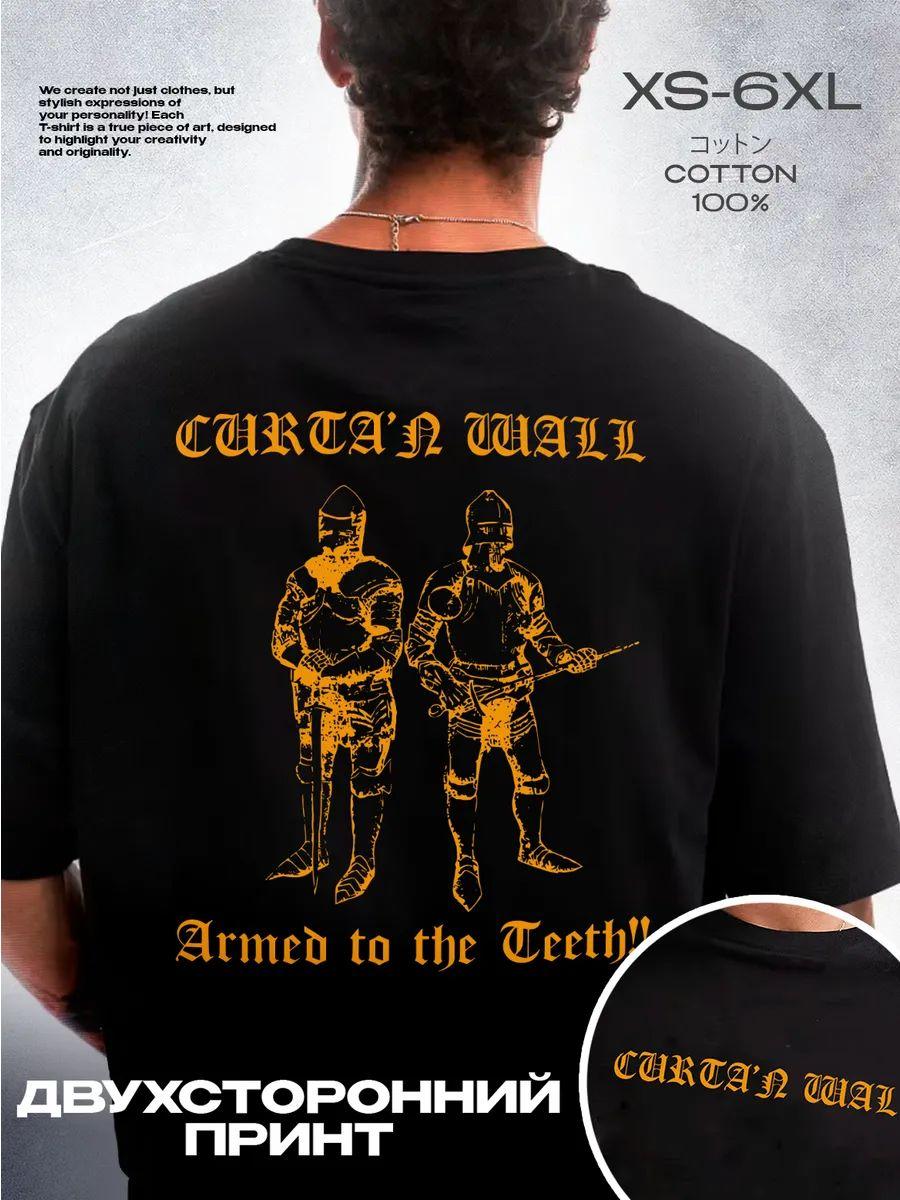Curtain wall double-sided print T-shirt XL