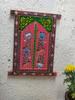 Handmade Pink Painted Jharokha: Embossed Indian Window Wall Decor
