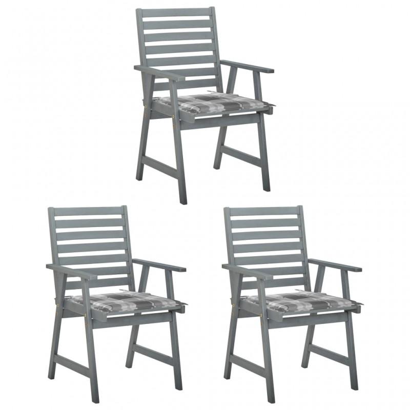 Day and Night - Day and Night Garden Dining Chairs 3 Units Solid Acacia Wood and Cushions