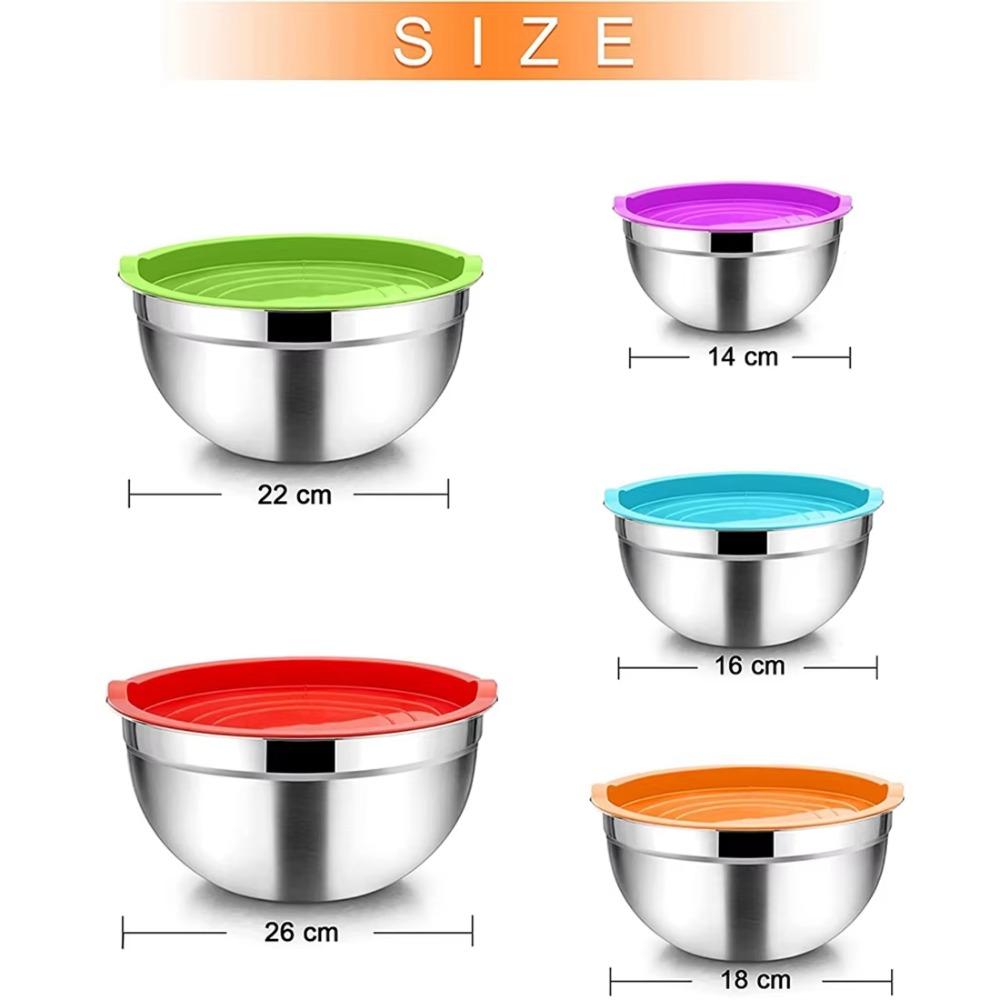 Airtight Lids Salad Bowls Stainless Steel Storage Bowls New Egg Mixing Bowl
