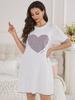 Heart-Shaped European & American Soft Skin-Friendly Two-Piece Nightdress Set