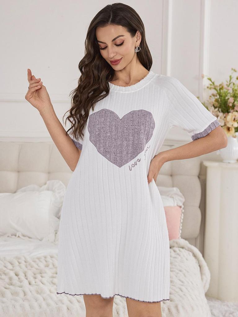 Heart-Shaped European & American Soft Skin-Friendly Two-Piece Nightdress Set