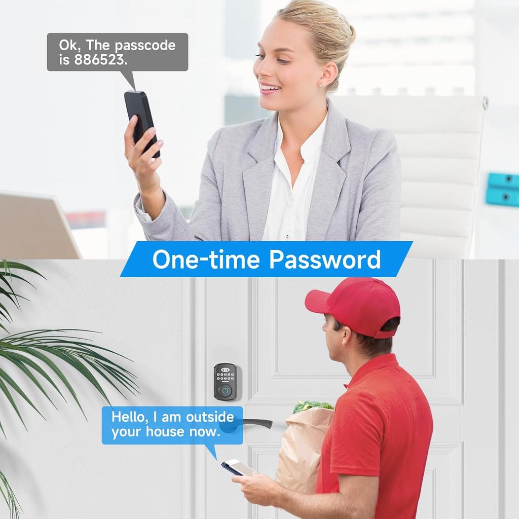 Keyless Entry Door Lock Deadbolt Fingerprint Door Lock - PHYSEN Smart Deadbolt Set for Front Door - Electronic Digital Keypad Lock - Biometric- Auto