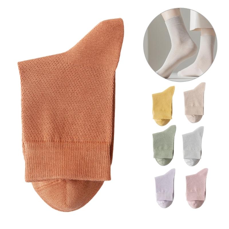 Womens Solid Color Sport Casual Sock Autumn Spring Breathable Soft Short Performances Cotton Crew Daily Stocking