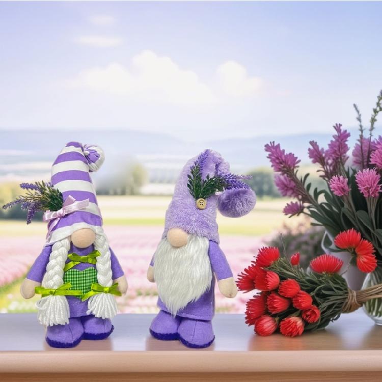 Eye Catching Lavender Gnomes Decor Handcraft Figurines for Spring Summer