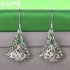 925 Sterling Silver Chinese Style Hollowed-Out Triangle Fan Earrings - Fashionable Banquet Jewelry