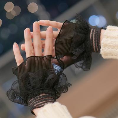 1 Paar Frühling Herbst Abnehmbare Ärmelmanschetten Spitzenmanschetten Gefälschte Ärmel Rüschen Ellenbogen Ärmel Sonnenschutz Handschuhe Pullover Dekorative