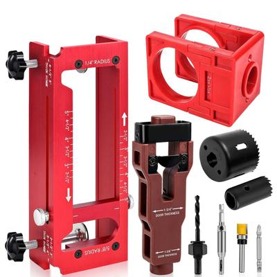 Door Hole Drilling Kit Multi Functional Door Hinge Template and Lock Jig with Latch Mortise Tool