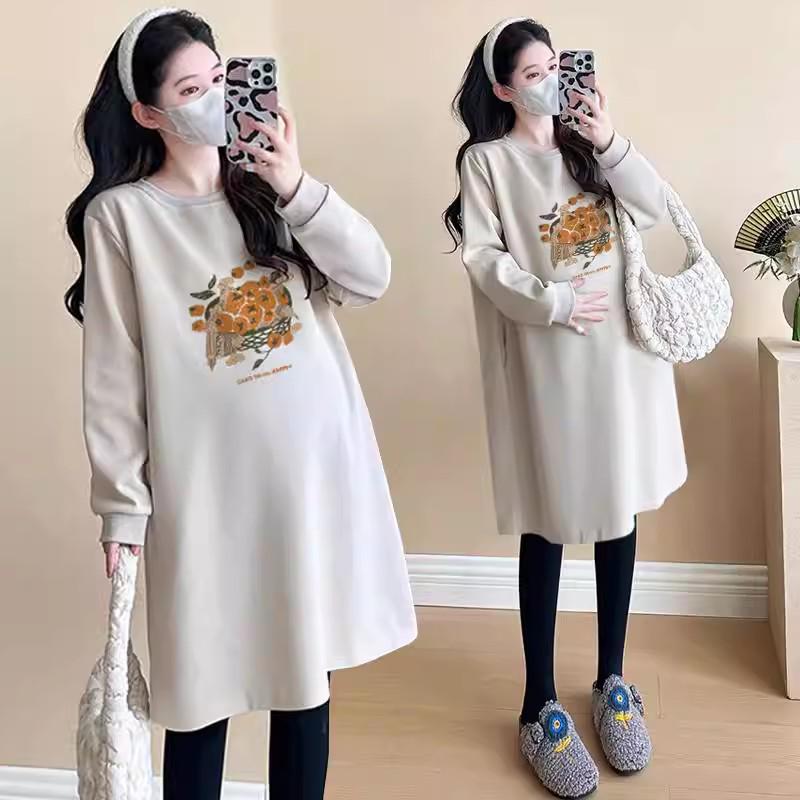 

2026 Maternity Hoodie Dress: Stylish, Loose-Fit, Casual & Belly Covering for Spring/Autumn L