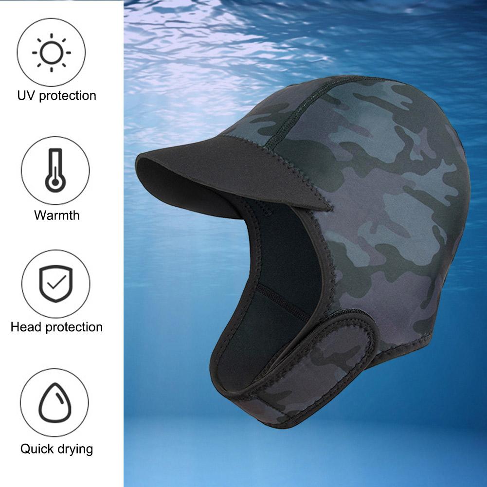 2MM Adult Snorkeling Hat Neoprene Mens Womens Diving Head Cover Sun Protection Snorkeling Headgear for Outdoor Surfing Wading