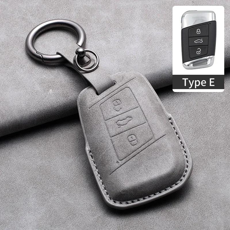 Leather Car Key Case Cover Fob Keychain For Vw Volkswagen Golf 7 Mk7 Tiguan Mk2 For Ateca Leon Fr Ibiza Skoda Octavia Kodiaq