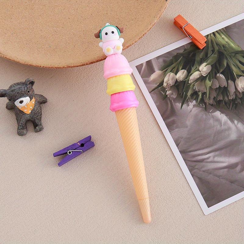 Back to school season 10pcs 0.5mm cute penguin ice cream shape gel pen cartoon stationery prize gift cone shape water pen signature pen