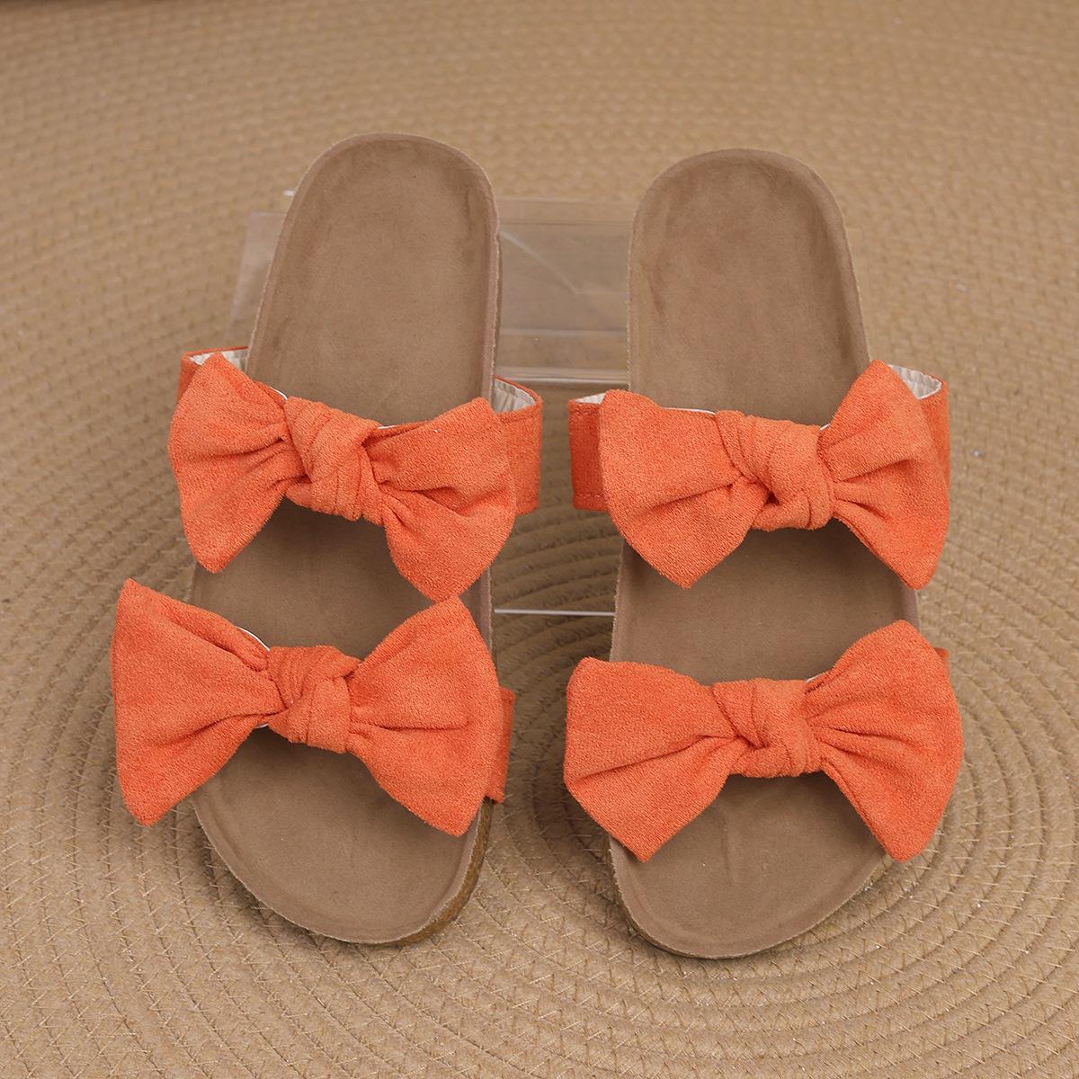 

2025 Корейская версия уличных тапочек летние с бантом простые универсальные тапочки женские пляжные пляжные универсальные сандалии женские 43 оранжевый