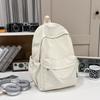 Schoolbag retro Korean version ins niche schoolbag for female middle school students large capacity simple solid color backpack junior high school