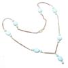 Larimar Gemstone Handmade 925 Sterling Silver Jewelry Necklace 20" KJ-1271
