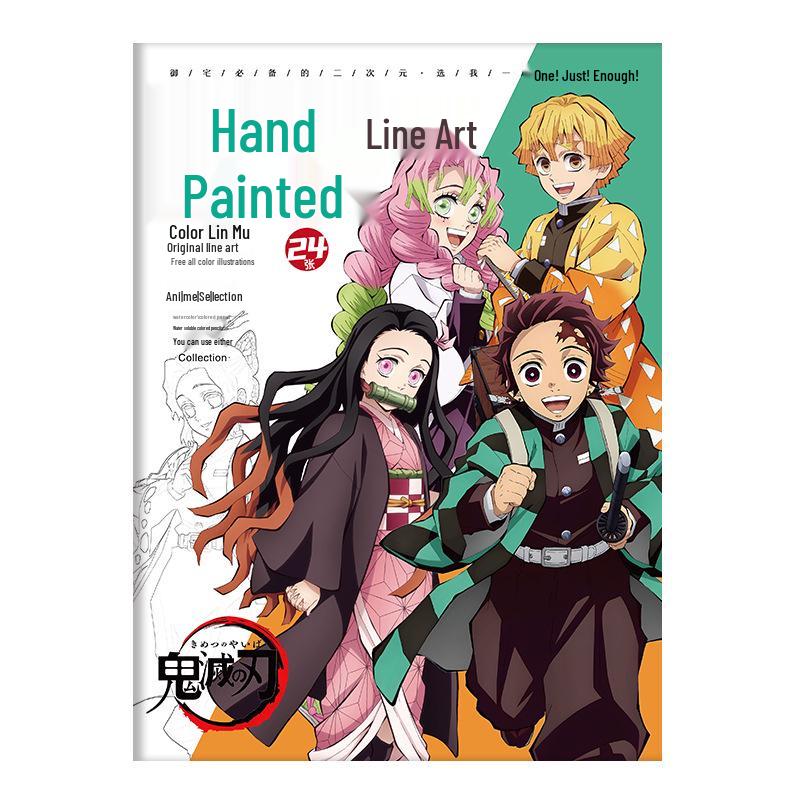 Hand-Drawn Anime Coloring Book: Line Art from One Piece, Naruto, Demon Slayer, Identity V, and Conan