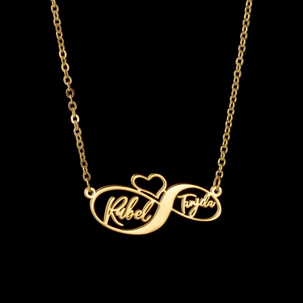 Atoztide Custom Infinity Name Necklace for Women Stainless Steel Jewelry Heart Nameplate Choker Chain Personalized Birthday Gift