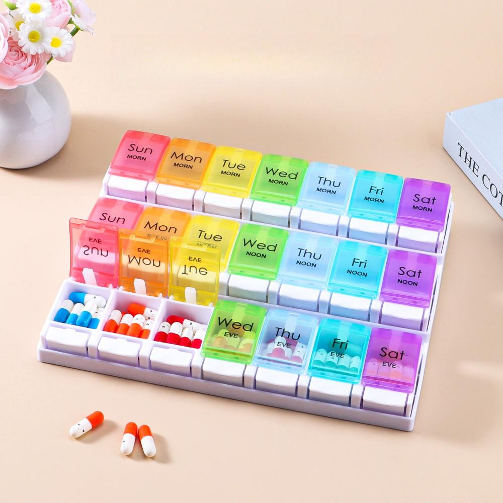 New Large Weekly 3 Times A Day 21 Grids Pill Organizer Cases Box Medicine Storage Container for Vitamins Fish Oil Supplements