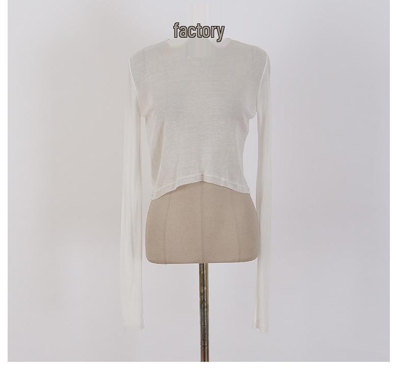 

Women s Orange-Red Jazz Dance Long Sleeve Top - Lightweight, Slightly See-Through, Chest-Baring, Stylish Sun Protection T-shirt One Size білий