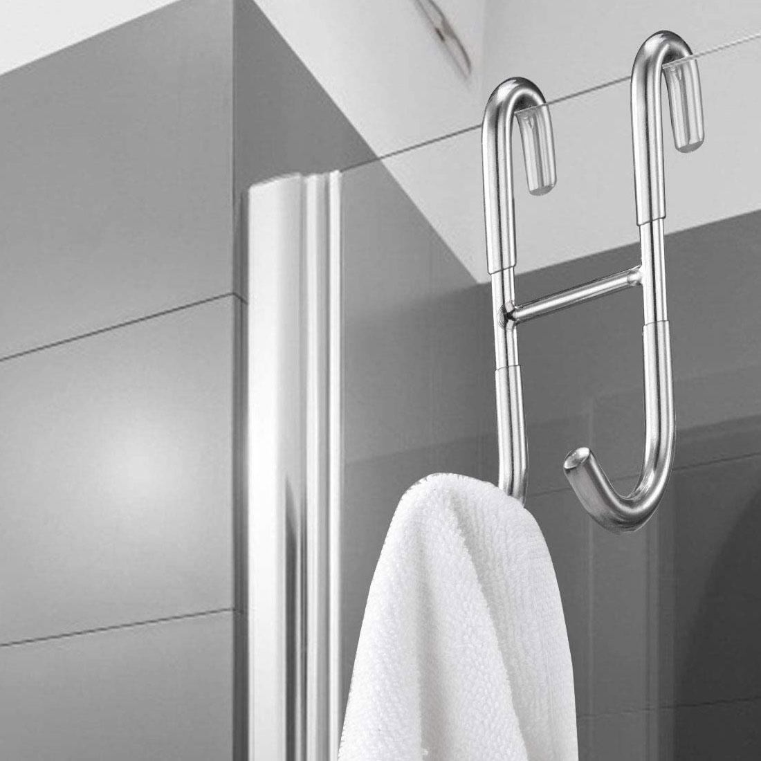 304 stainless steel seamless hook bathroom glass door nail-free hole-free coat hook wiper hook