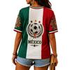 Damen V-Ausschnitt Kurzarm T-Shirt mit Fußball-Print für Freizeitkleidung